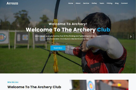 Arroza Archery Club Website HTML5 Theme