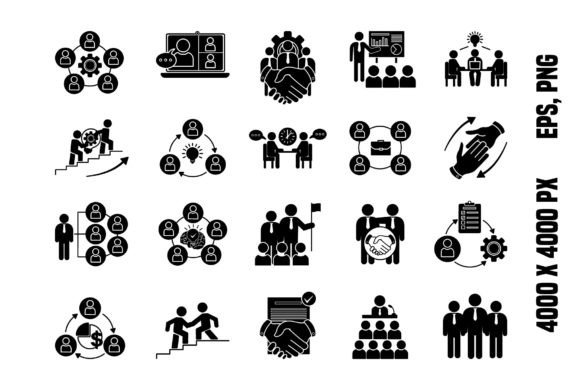 Black Teamwork Icons: Elevate Your Visual Design