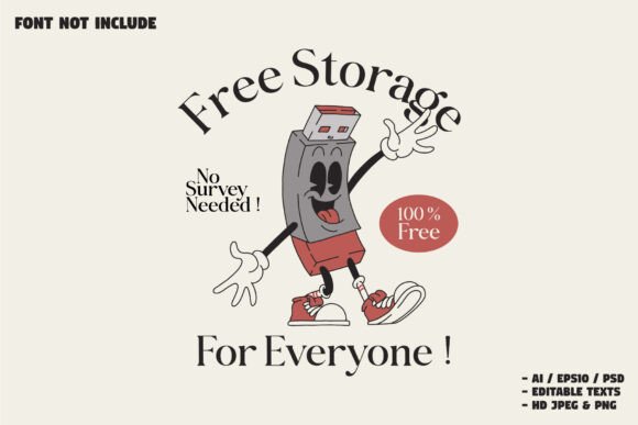 Cheerful Flashdisk Retro Cartoon Mascot
