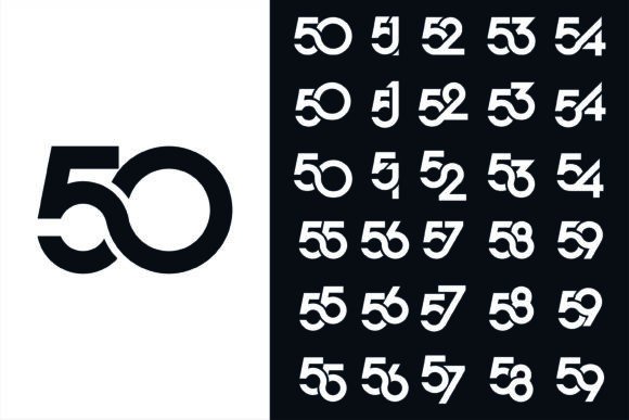 Creative Number 50 to 59 Logo Designs