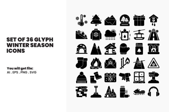 Set of 36 Glyph Winter Icons: A Guide to Seasonal Design
