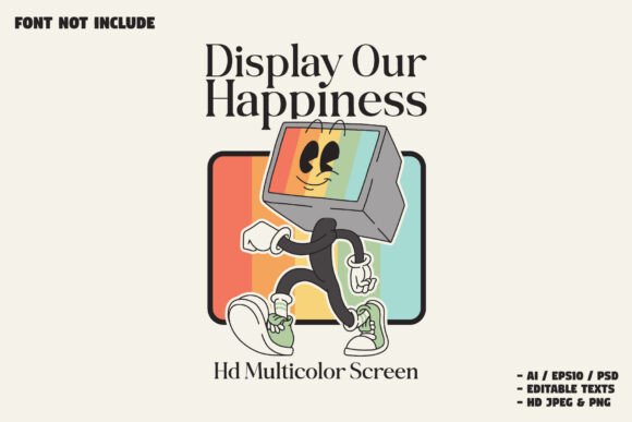 Walking Monitor Retro Cartoon Mascot: A Bold Identity for Your Brand